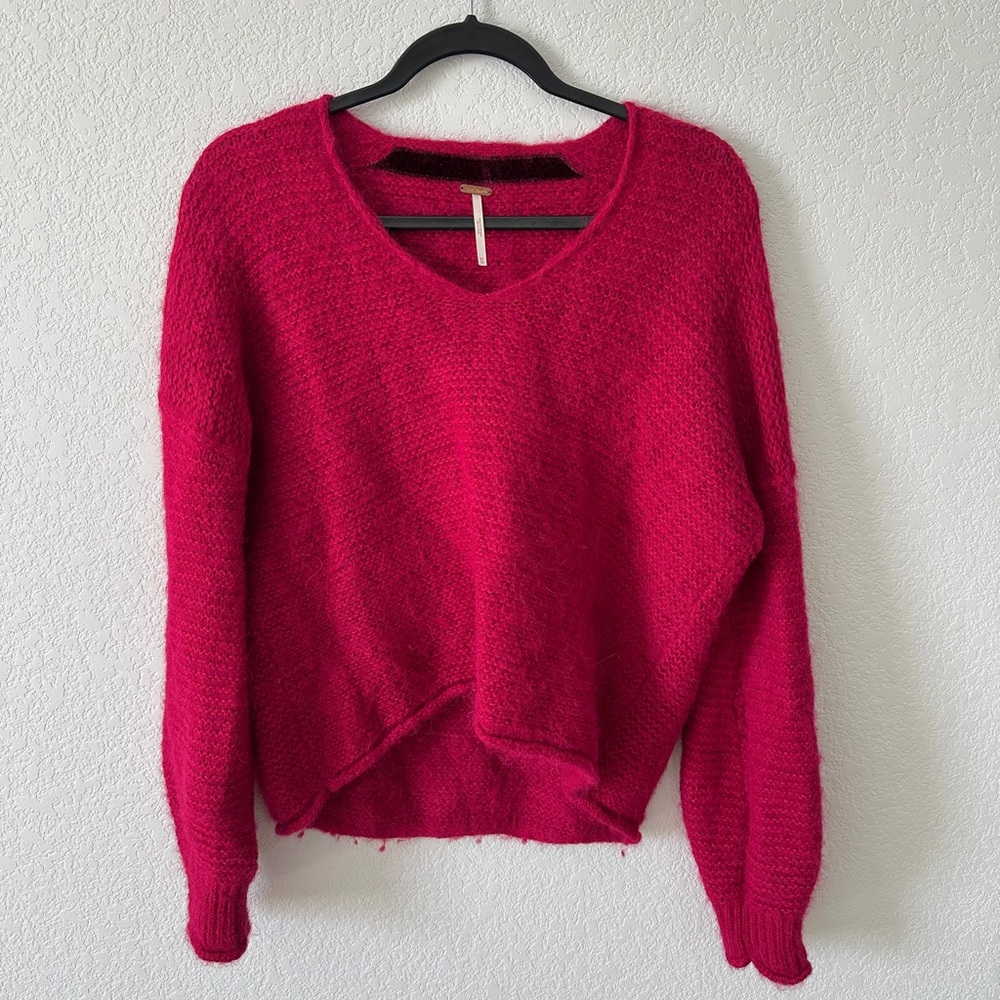 Free People Red V-Neck Sweater